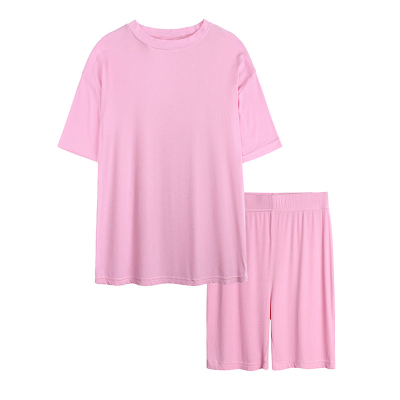 Solid Color Short-sleeved T Tights Two-piece Suit