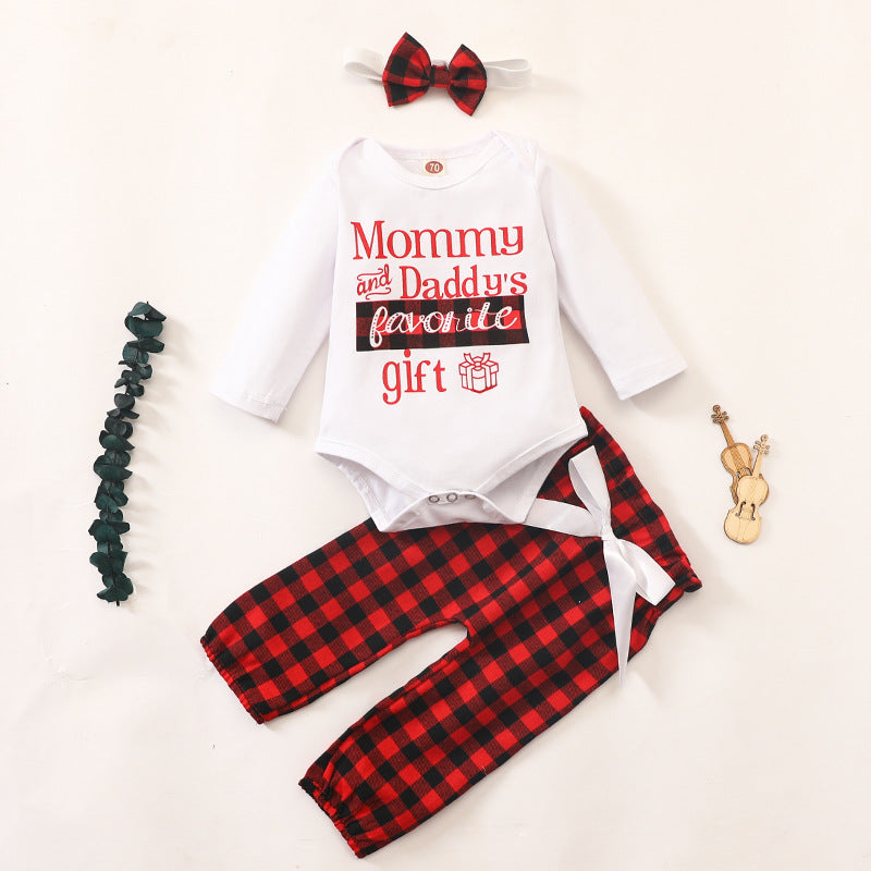 Three-piece Dress Plaid Trousers Bow Tie
