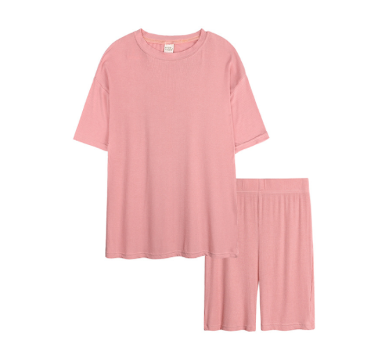 Solid Color Short-sleeved T Tights Two-piece Suit
