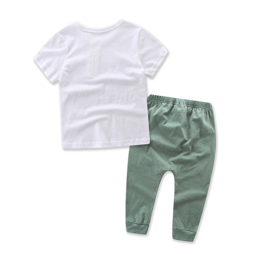 Spring And Autumn Boys' Short Sleeve Pants Set