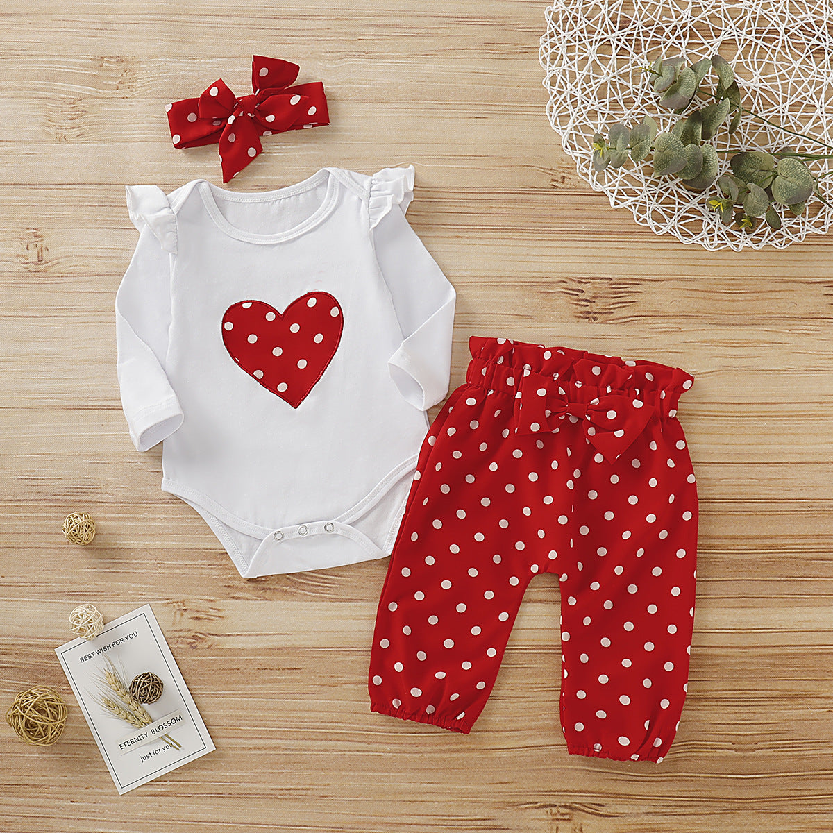 Baby's Long Sleeve heart Romper