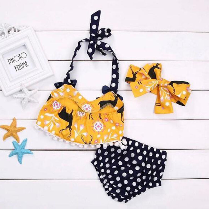 Cartoon Anchor Polka Dot 3-piece Girl Suit