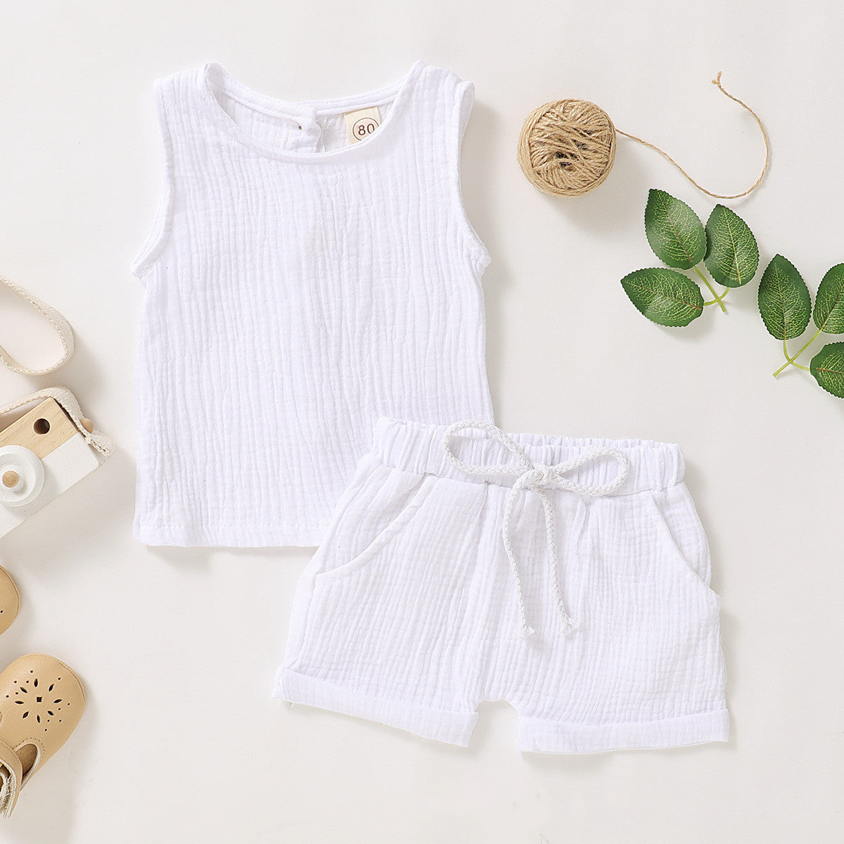 Children's cotton and linen multicolor suit