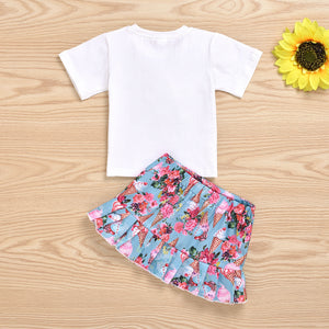 Two-piece Ice Cream Printed Short-sleeved Fishtail Skirt