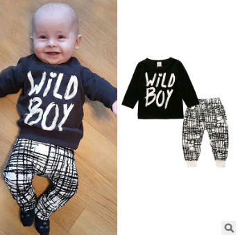 Long-sleeved T-shirt Letter Print Stripe Set