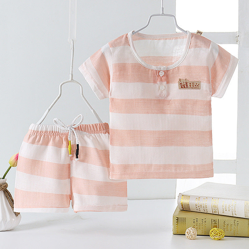 Children's double gauze short sleeve suit