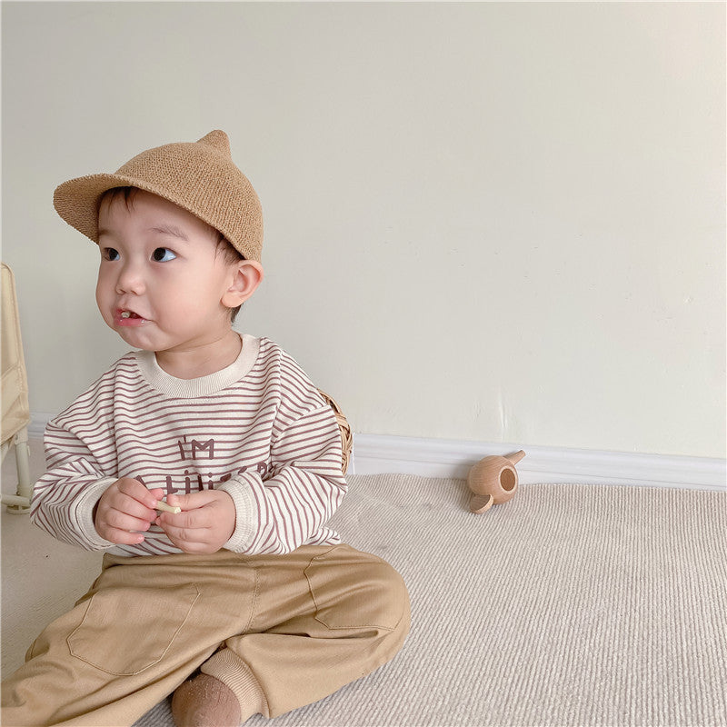 Baby Alphabet Striped T-shirt Patch Pants