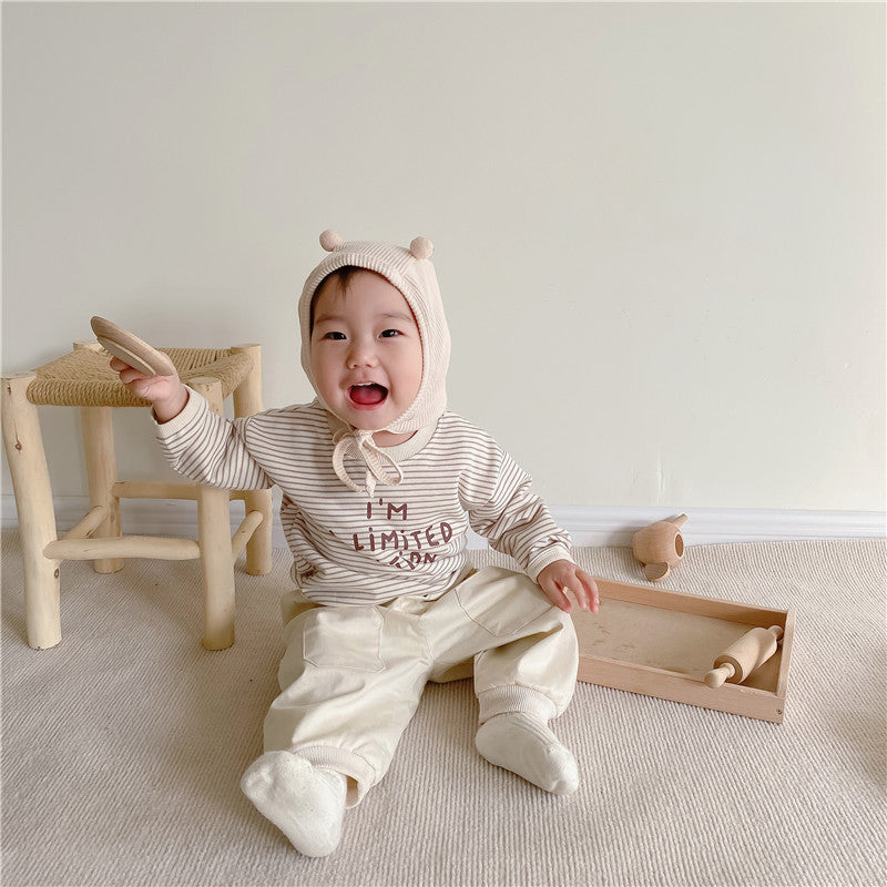 Baby Alphabet Striped T-shirt Patch Pants
