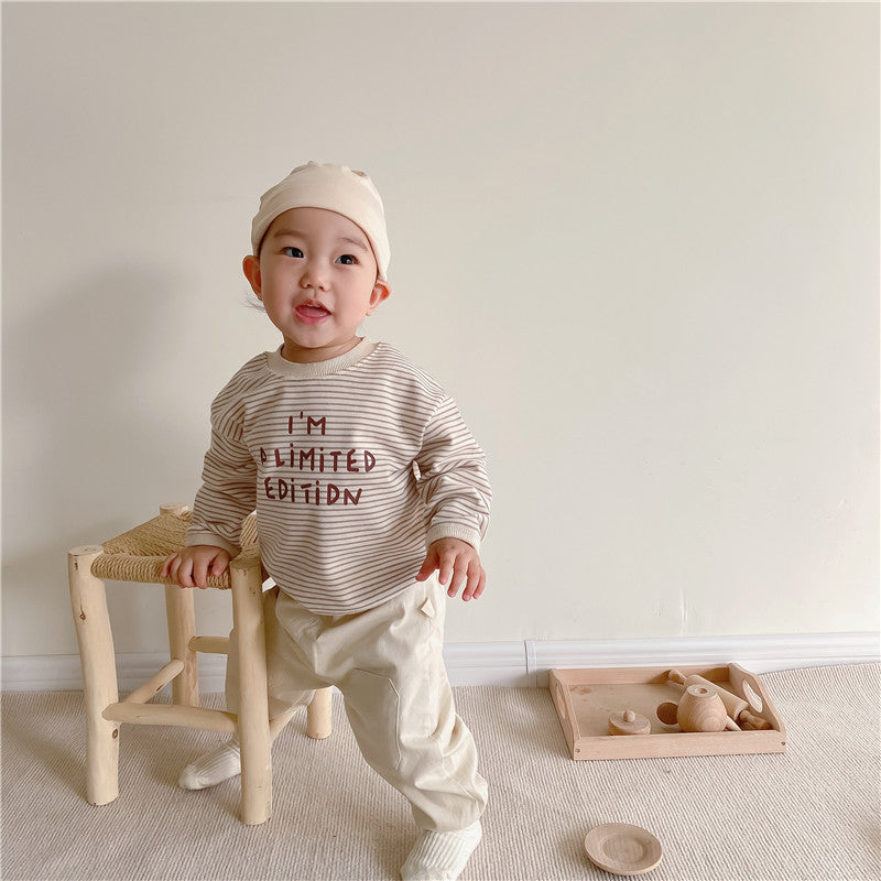 Baby Alphabet Striped T-shirt Patch Pants