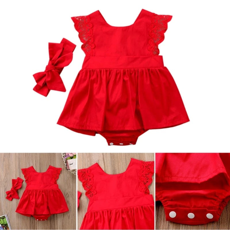 Flying Sleeve Bow Headdress Romper