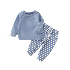 Toddler Boys And Girls Clothes Set Sweatshirt Tops Long Striped Pants Pajamas outfit 3-18 Months