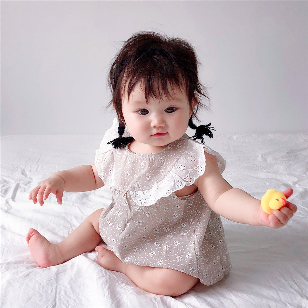 Plaid Small Daisy Print Sleeveless Shirt Suit Top  Bread Pants  Hat Three-Piece Suit