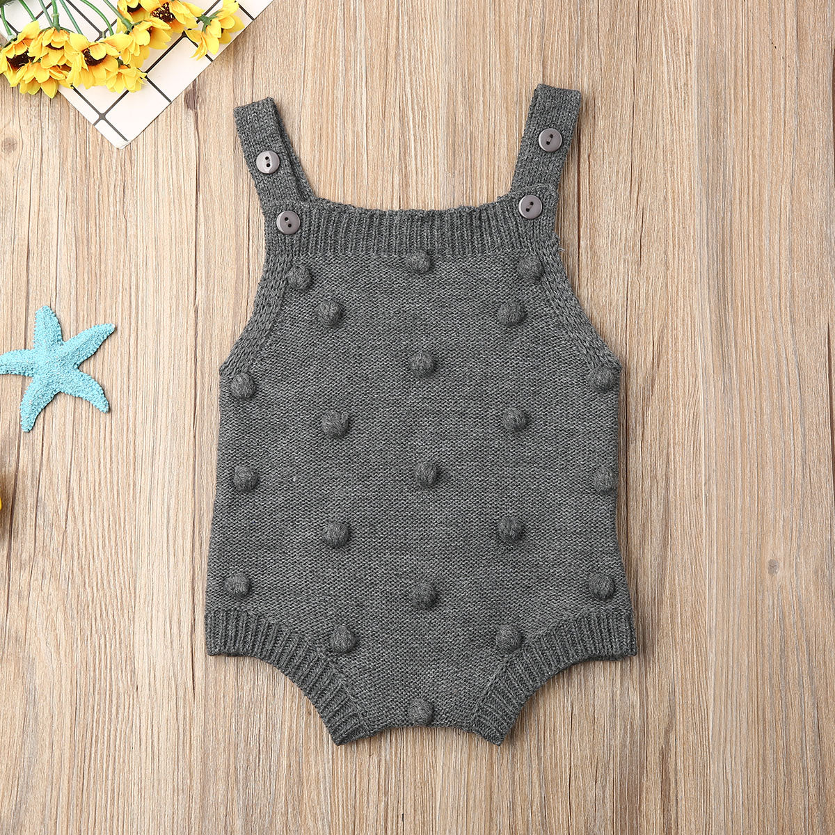 Sweater knitted acrylic ball ball embroidered jumpsuit Romper