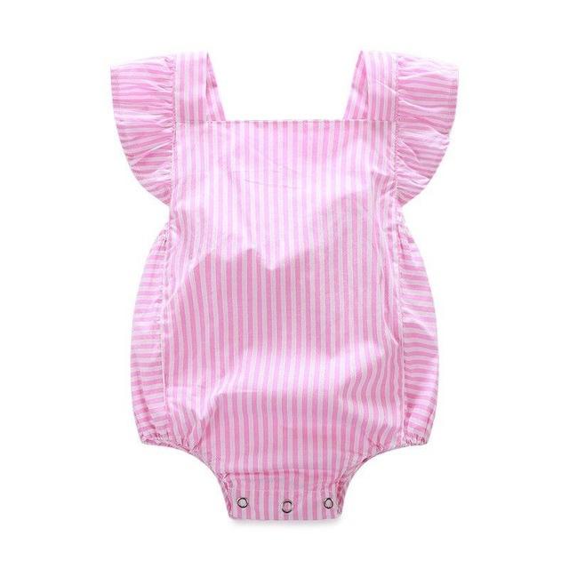 Striped Bow Backless Infant Romper