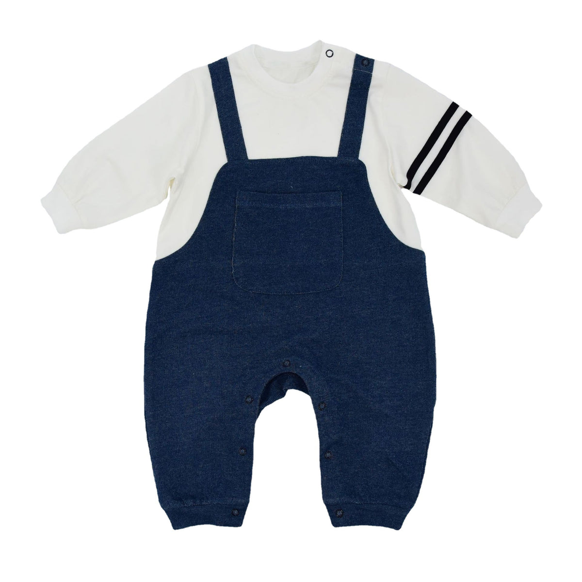 Denim Strap Fake Two-piece Stitching Jumpsuit