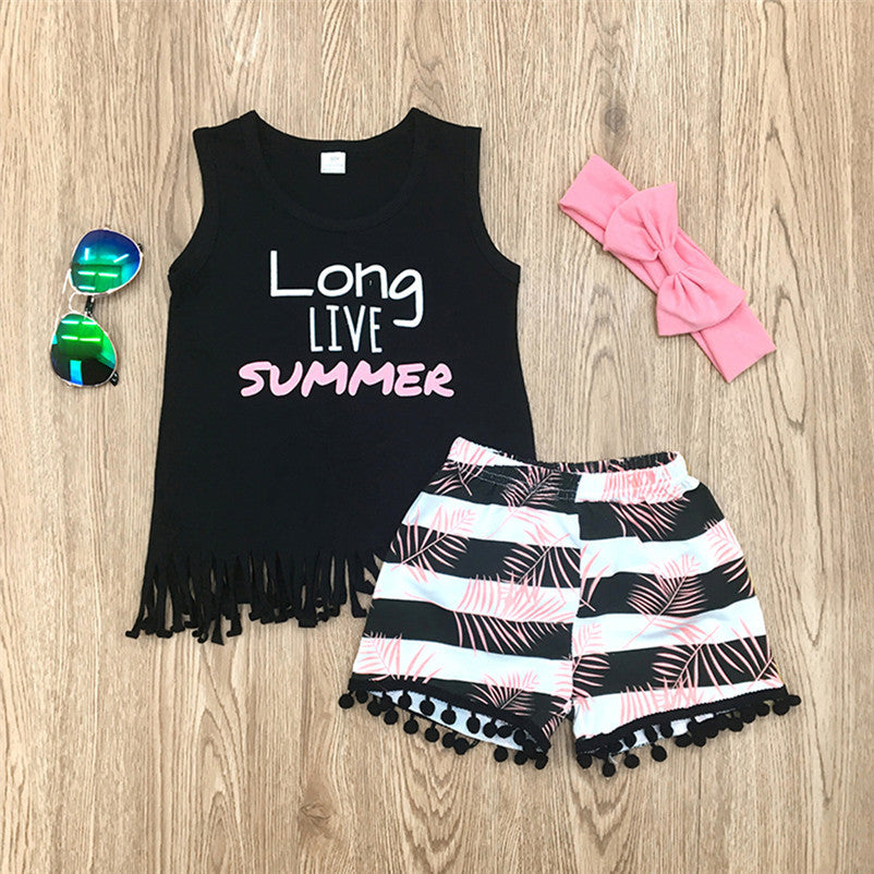 Top stripe coconut ball fringe pants suit