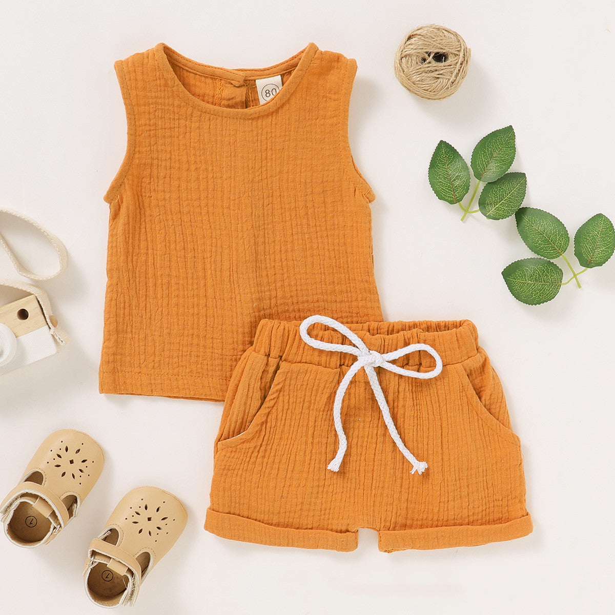 Children's cotton and linen multicolor suit
