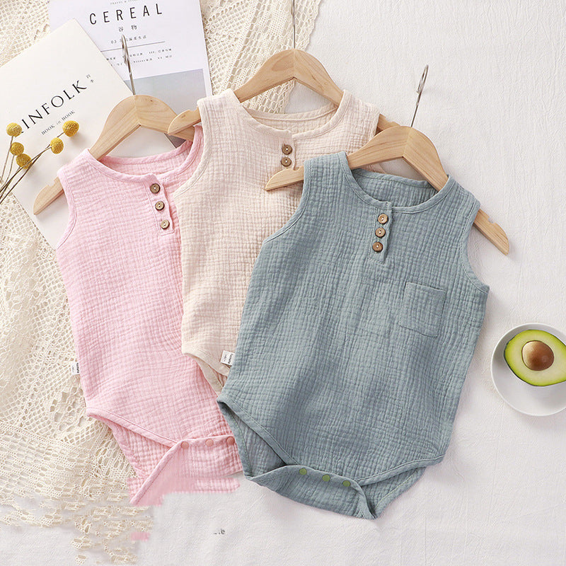 Sleeveless Bag Fart Pajamas Baby Triangle Crawl Romper