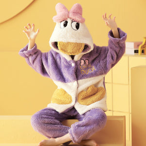 Plush Hooded Fleece Children's Pajamas Flannel