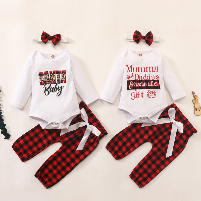 Three-piece Dress Plaid Trousers Bow Tie