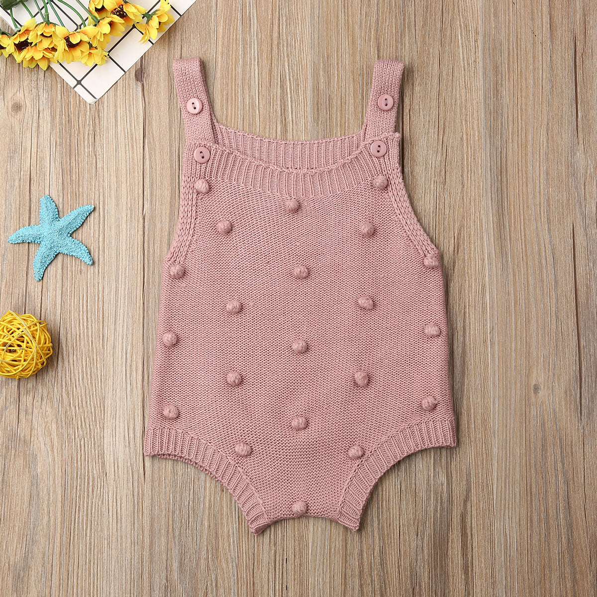 Sweater knitted acrylic ball ball embroidered jumpsuit Romper
