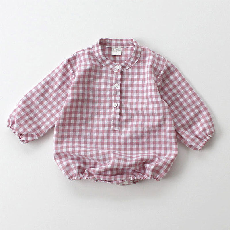 Long Sleeve Plaid Jumpsuit