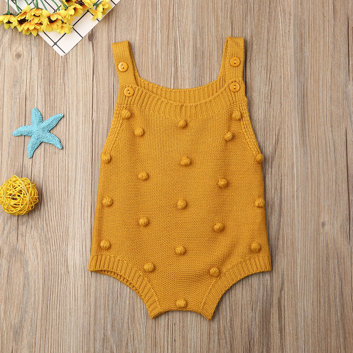 Sweater knitted acrylic ball ball embroidered jumpsuit Romper