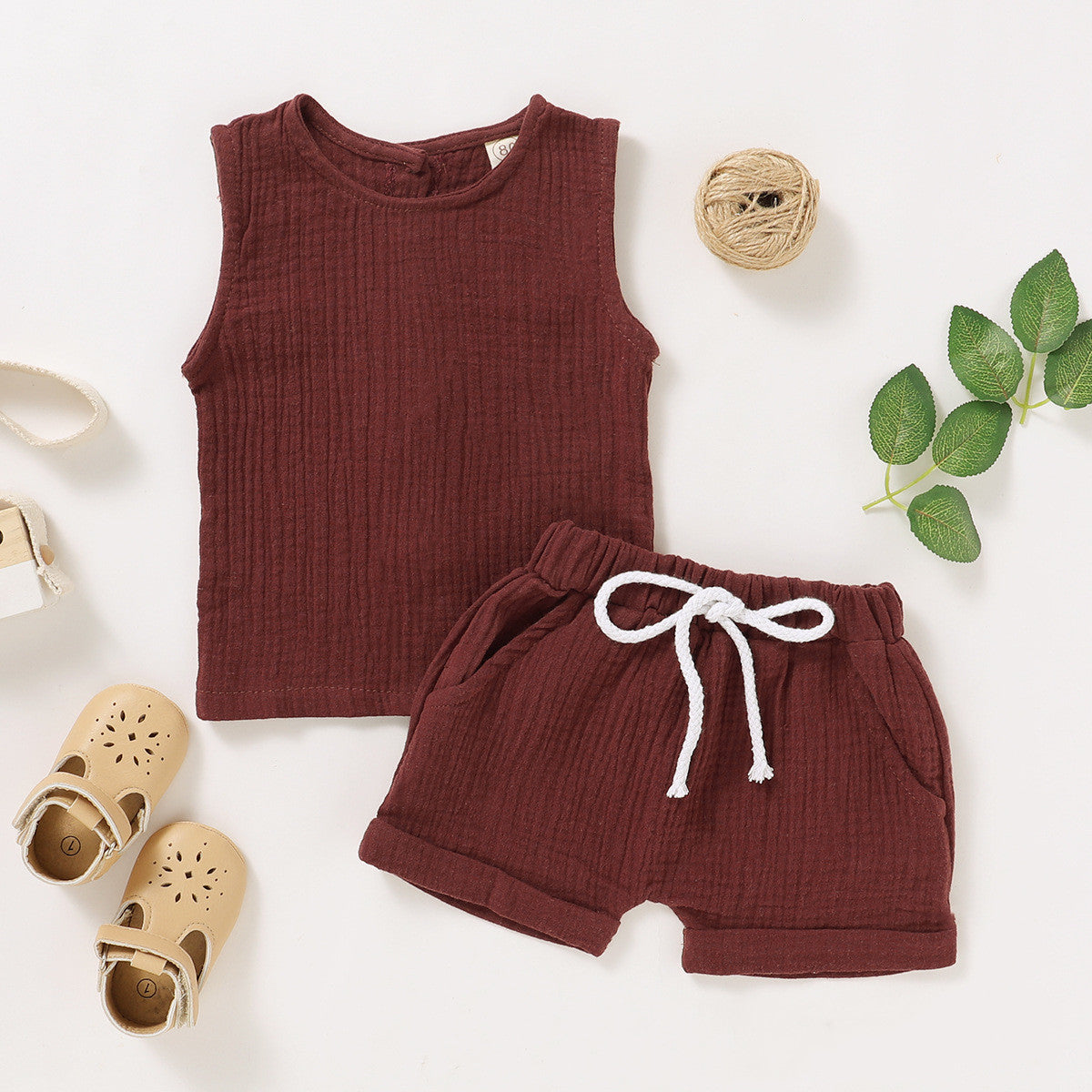 Children's cotton and linen multicolor suit