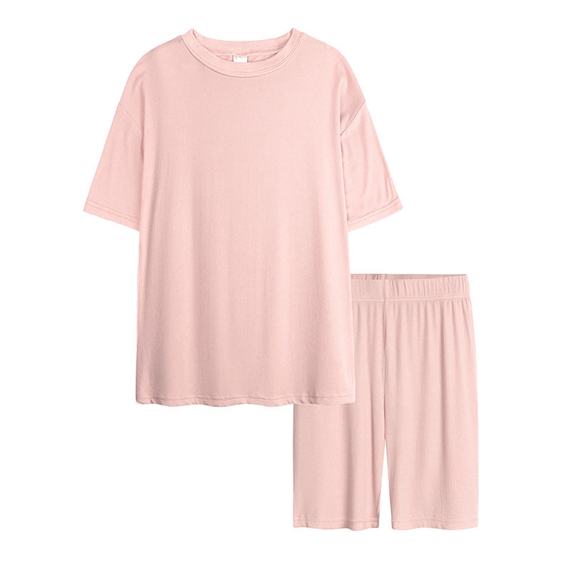 Solid Color Short-sleeved T Tights Two-piece Suit