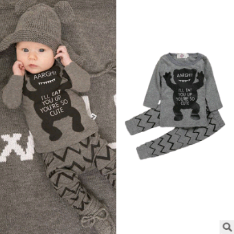 Long-sleeved T-shirt Letter Print Stripe Set