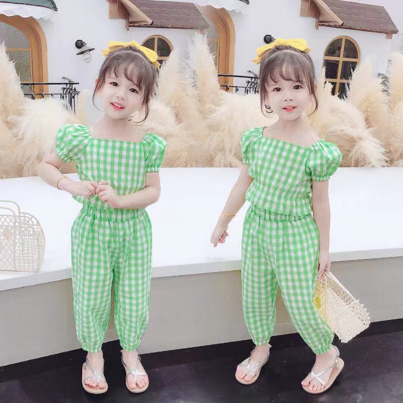 Girls' Puff Sleeve Baby Shirt Floral Two Piece Set