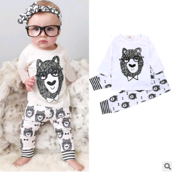 Long-sleeved T-shirt Letter Print Stripe Set