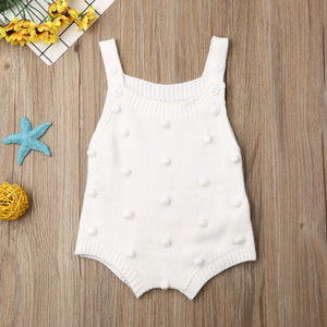 Sweater knitted acrylic ball ball embroidered jumpsuit Romper
