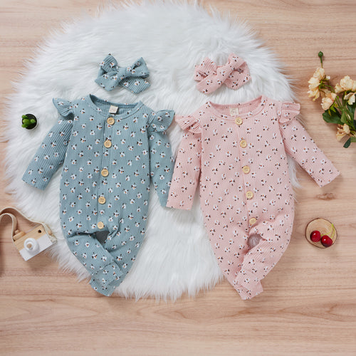 Children's Two-color Pit Stripe Printed Jumpsuit