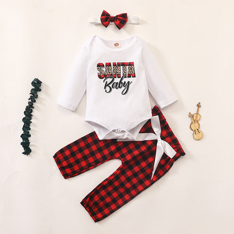 Three-piece Dress Plaid Trousers Bow Tie