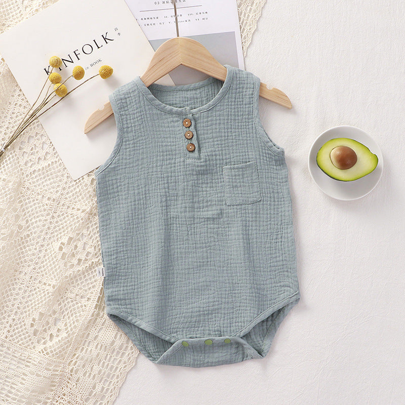 Sleeveless Bag Fart Pajamas Baby Triangle Crawl Romper