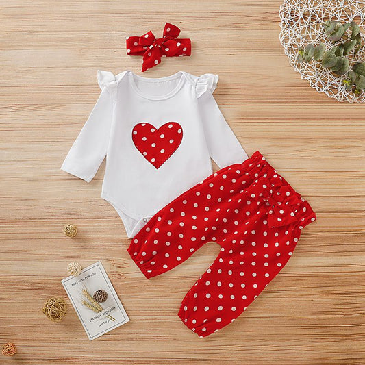 Baby's Long Sleeve heart Romper