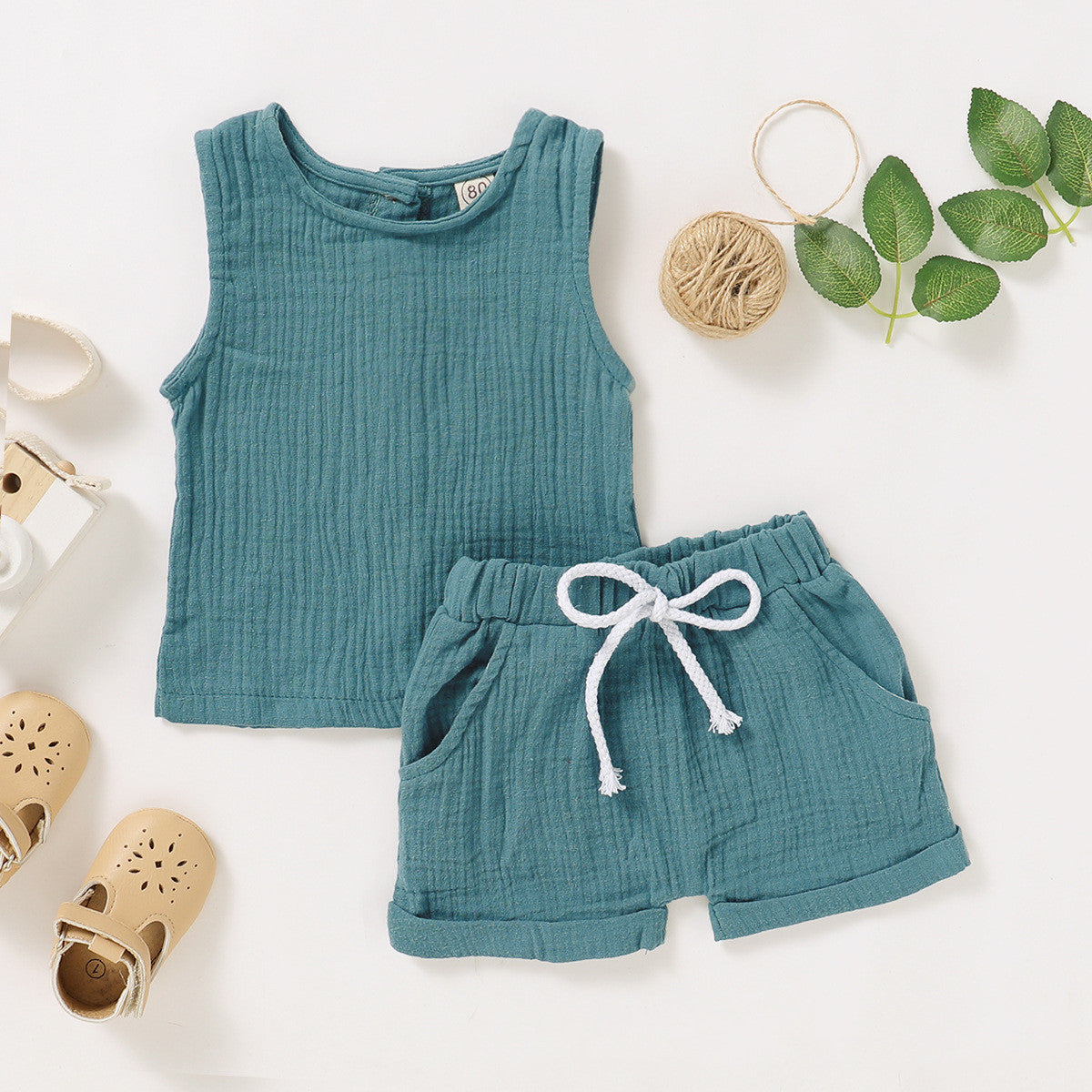 Children's cotton and linen multicolor suit