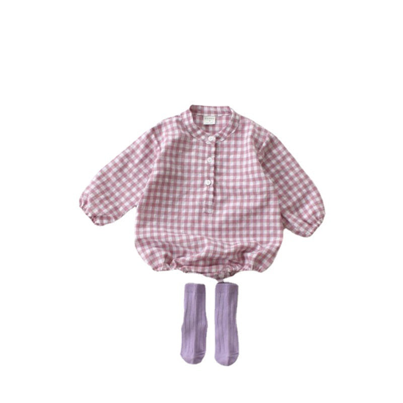 Long Sleeve Plaid Jumpsuit