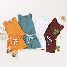 Children's cotton and linen multicolor suit