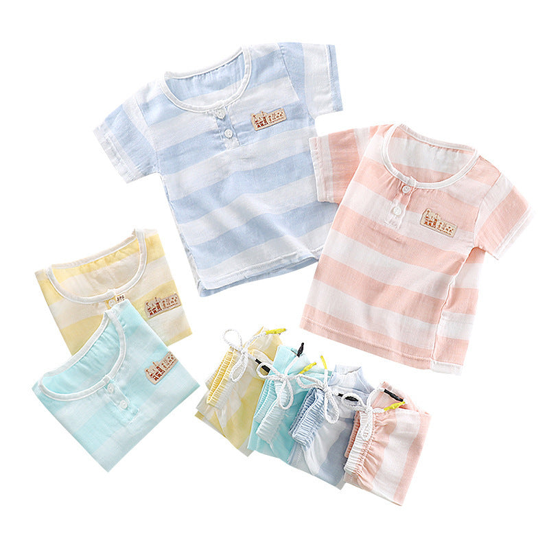 Children's double gauze short sleeve suit