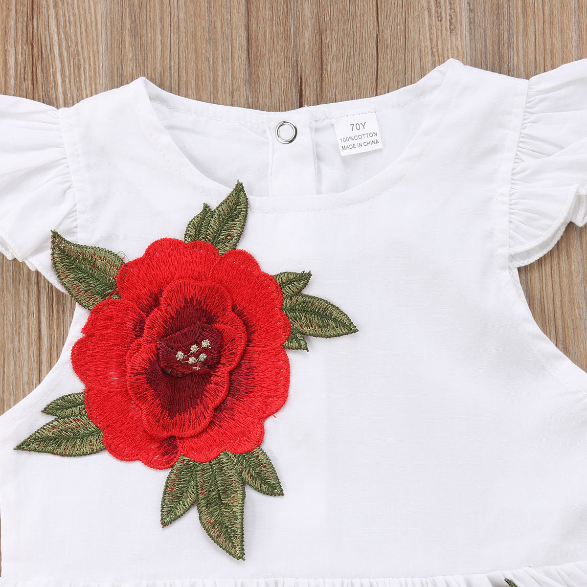 Summer Flying Sleeve Rose Flower Girl Skirt Romper