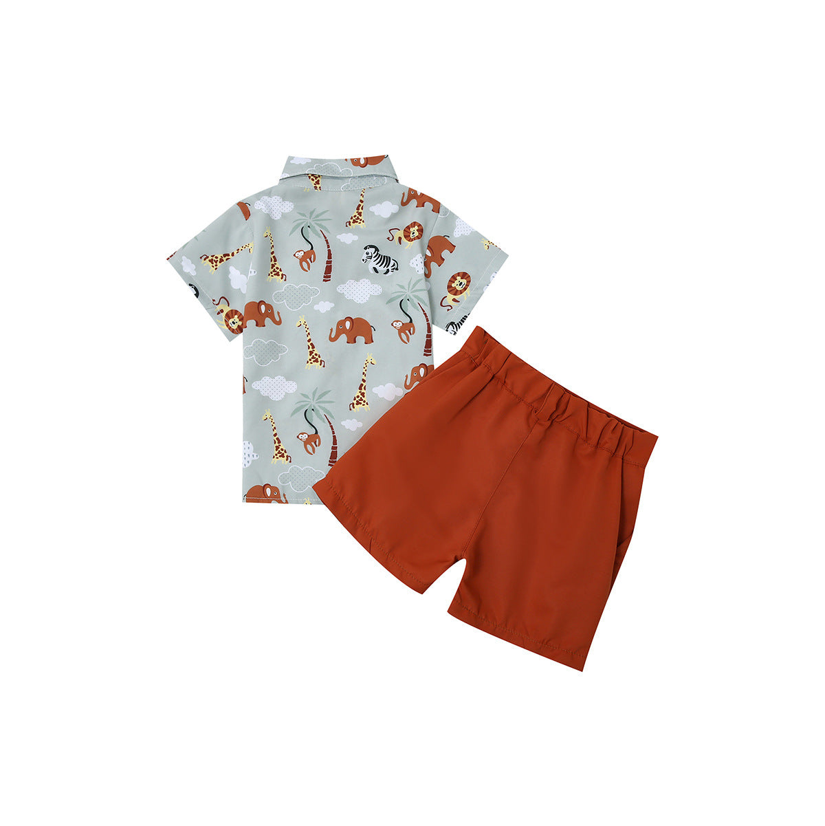 Critter Print Bow Tie Short Sleeve Shirt Set