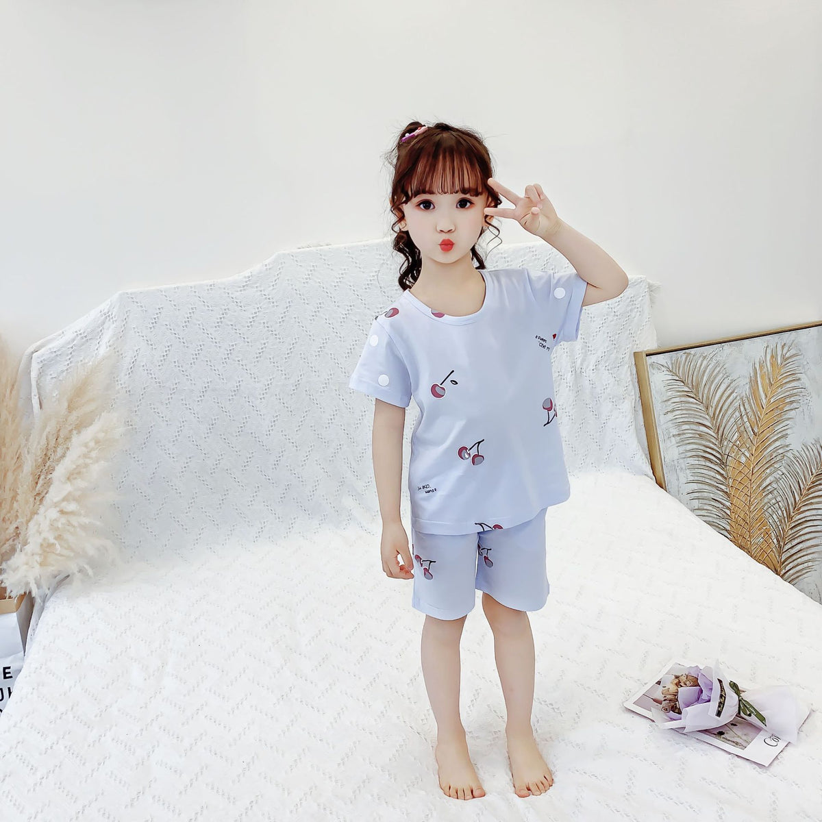 Thin Short-sleeved Cotton Two-piece Suit