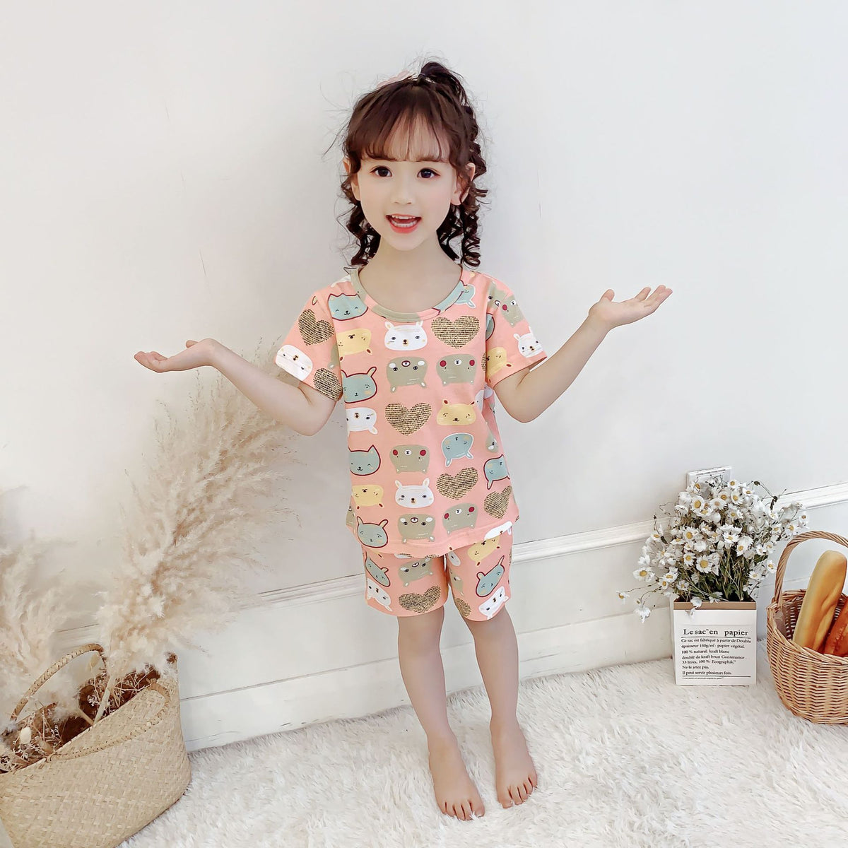 Thin Short-sleeved Cotton Two-piece Suit