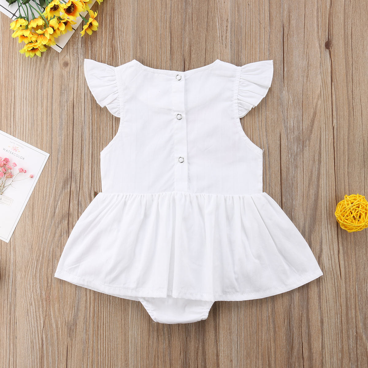 Summer Flying Sleeve Rose Flower Girl Skirt Romper