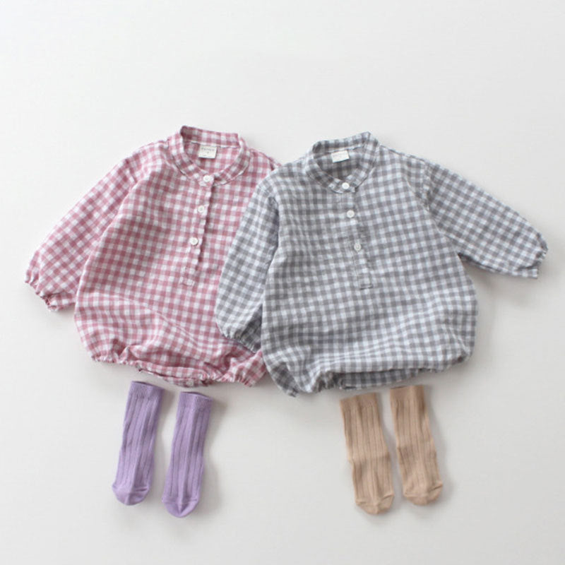Long Sleeve Plaid Jumpsuit