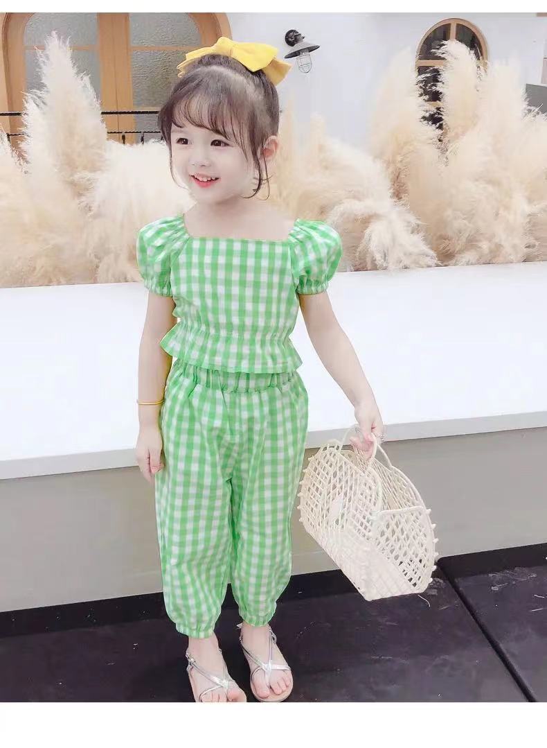 Girls' Puff Sleeve Baby Shirt Floral Two Piece Set