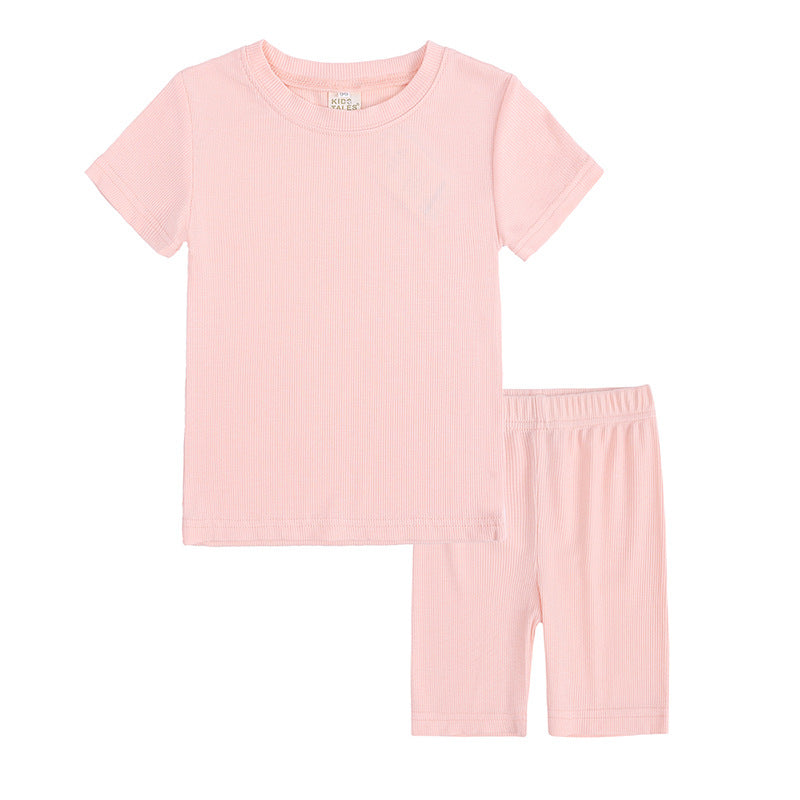 Solid Color Short-sleeved T Tights Two-piece Suit