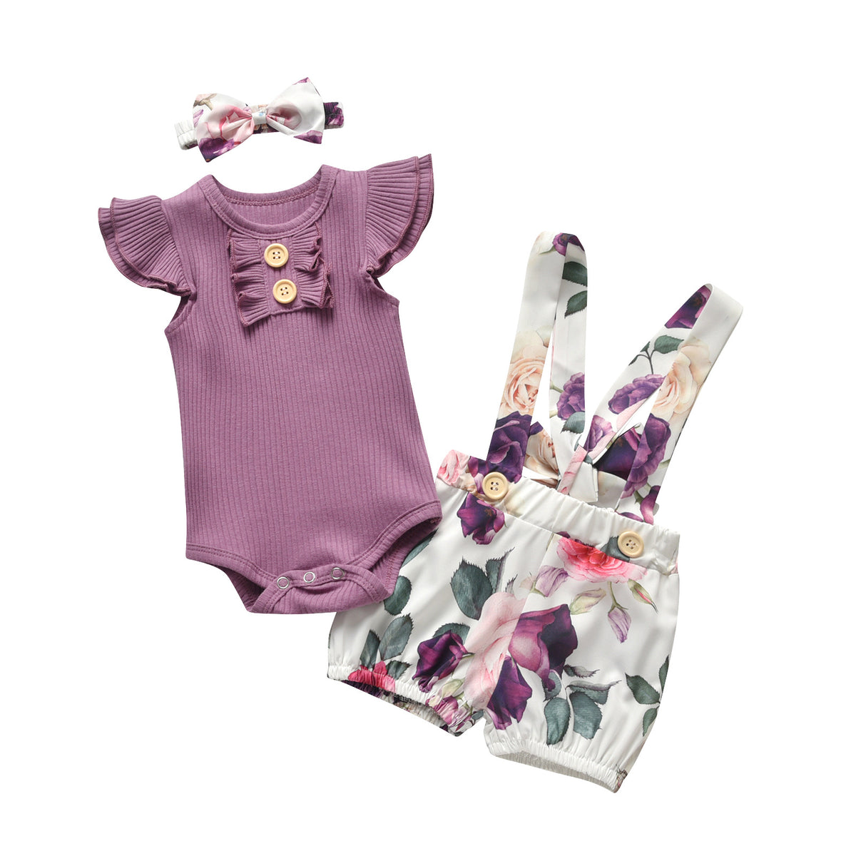 Strip Flying Sleeve Short-sleeved Romper